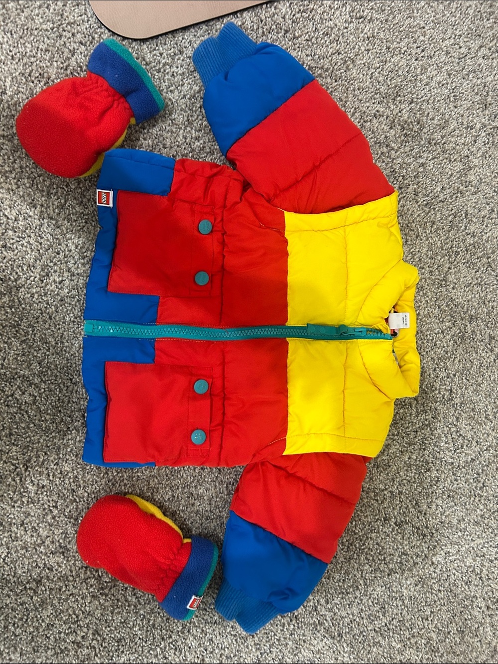 Lego Kids Colorblock Puffer Jacket in Red, Blue, Yellow